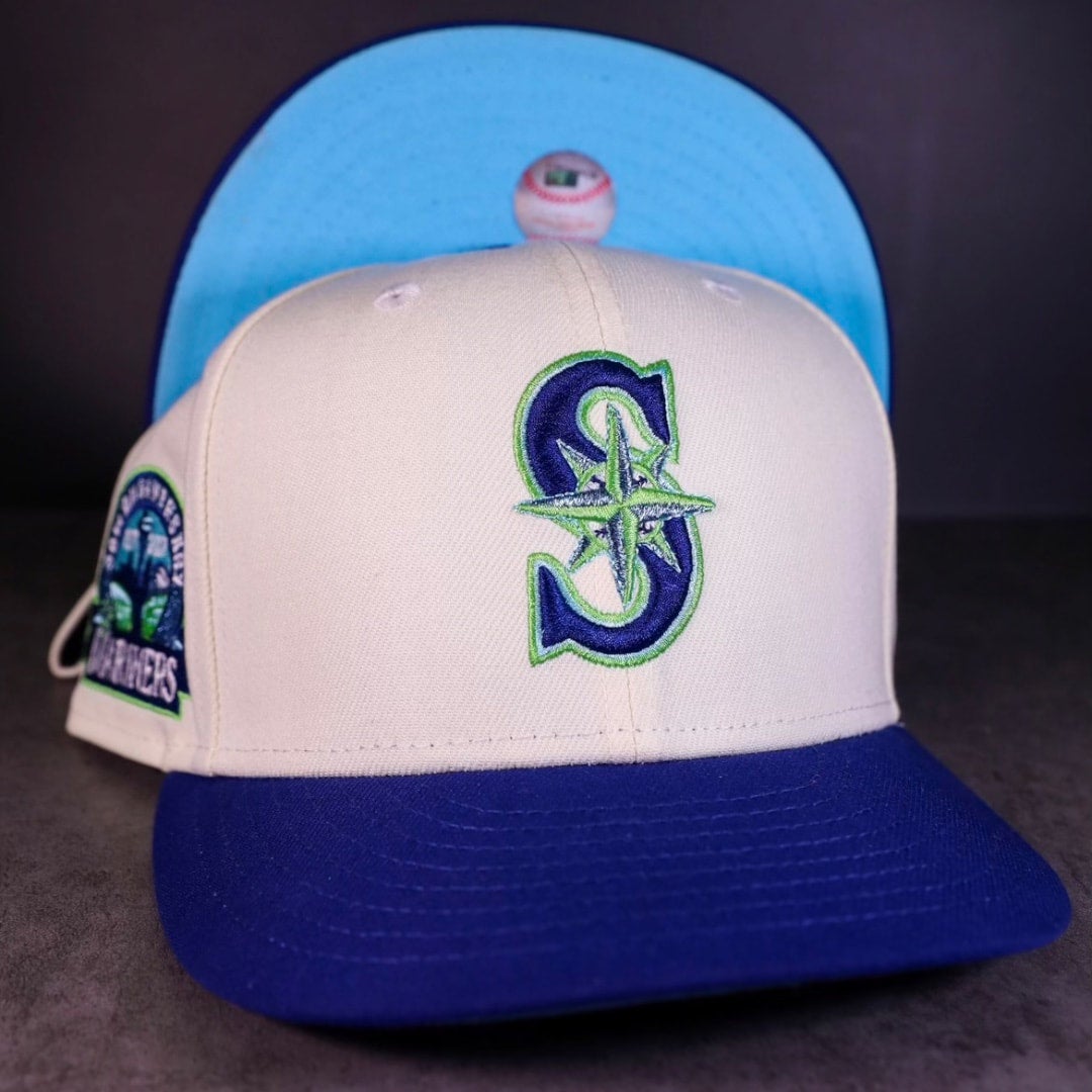 Men's Seattle Mariners New Era Stone/Royal Retro 59FIFTY Fitted Hat