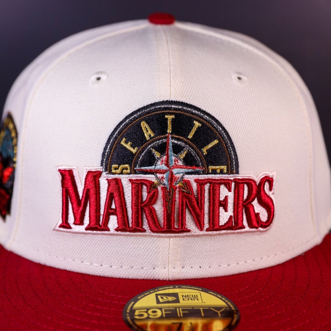 Seattle Mariners 30th Anniversary New Era 59FIFTY Fitted Hat (Scarlet Red Black Gray Under BRIM) 7 1/4