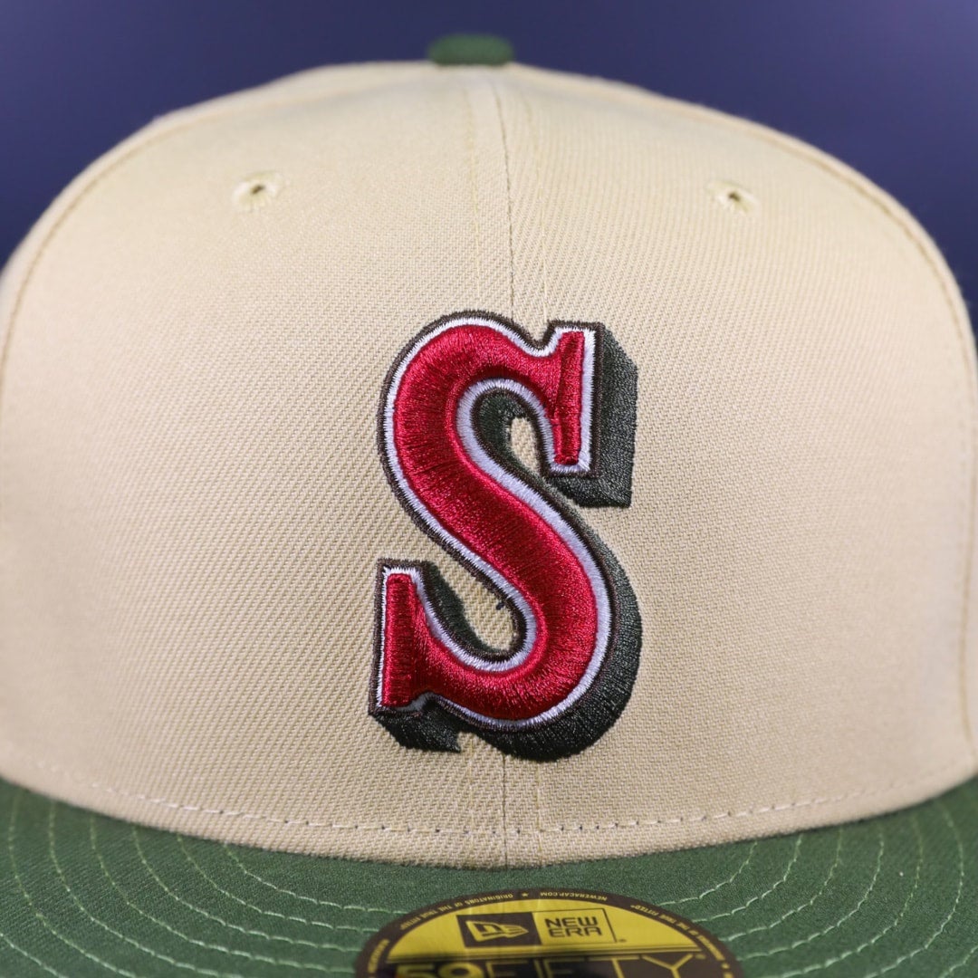 New Era Seattle Mariners 30th Anniversary Patch Capsule Hats 59FIFTY Fitted Hat Peach/Red