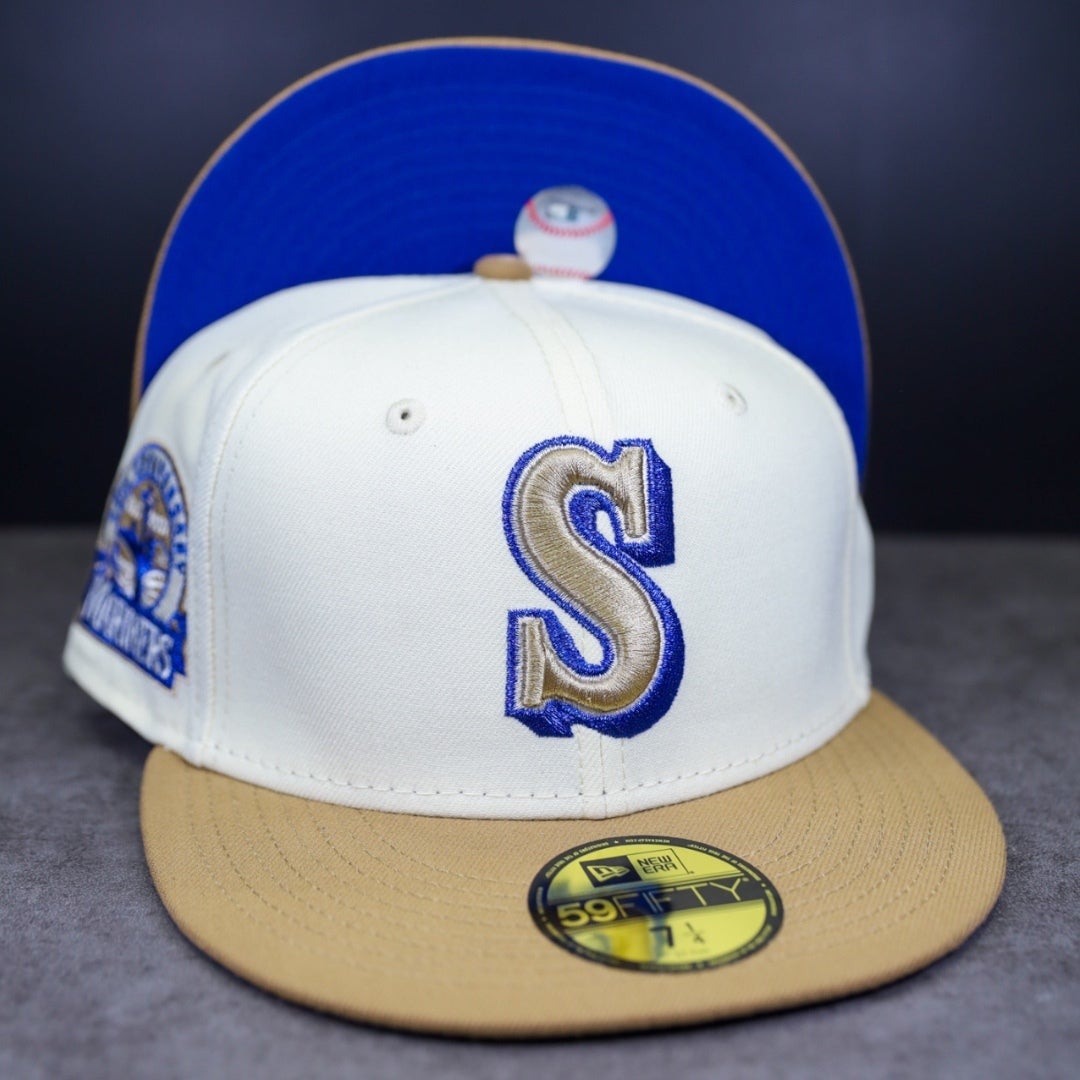 7 1/8 seattle mariners royal blue/yellow 20th anniv. icy blue bottom fitted  hat