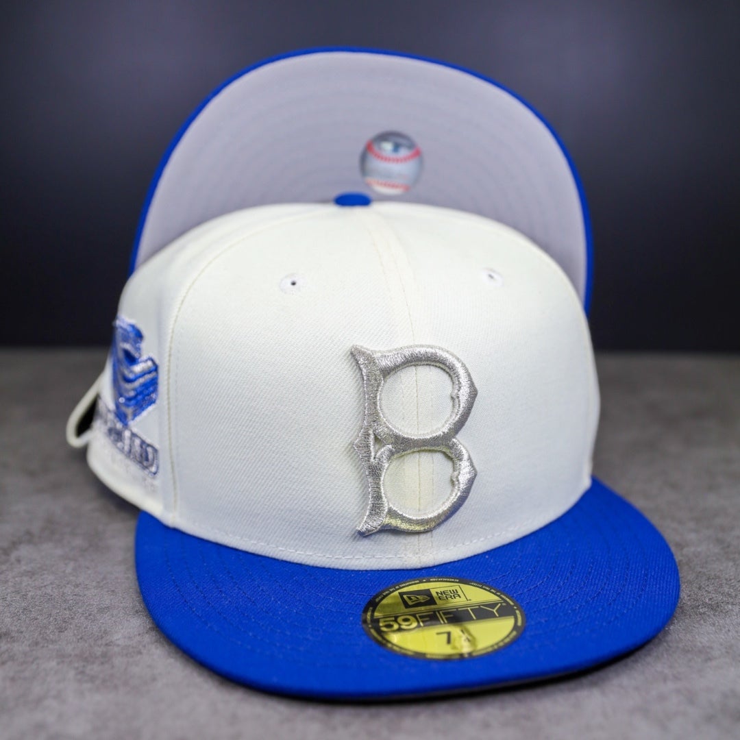 Black Corduroy Montreal Expos Rust Visor Icy Blue Bottom 25th Anniversary Side Patch New Era 59FIFTY Fitted 75/8