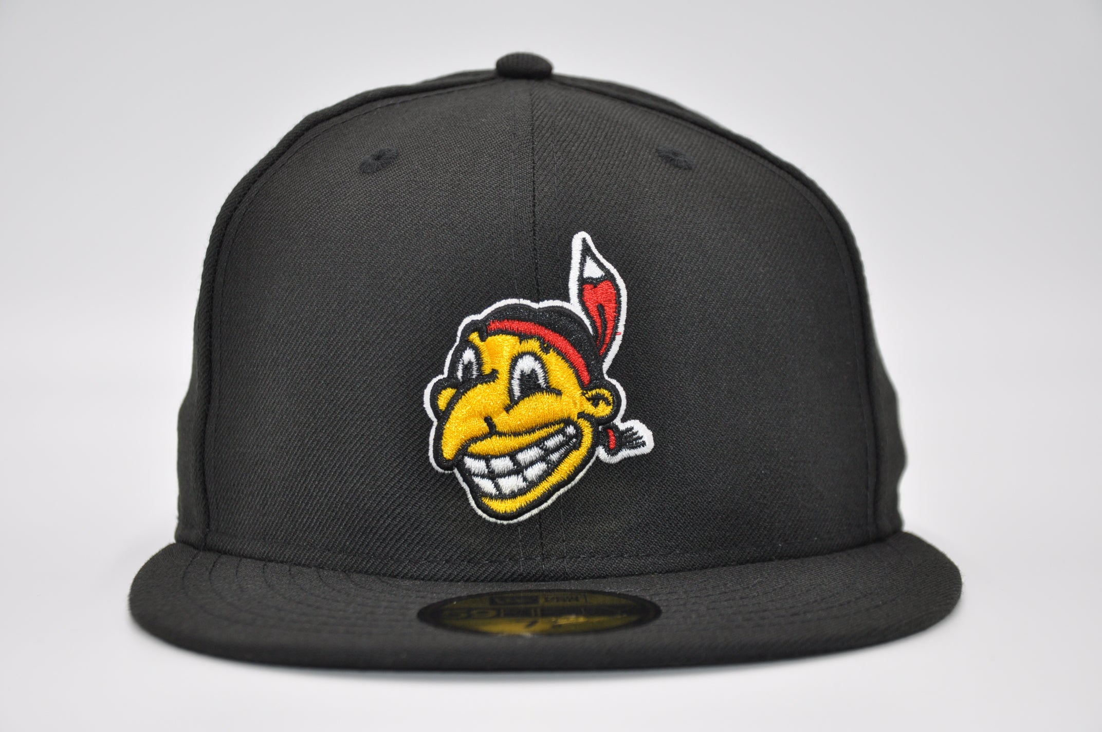 Cleveland Indians New Era All Black 1946 Retro Cooperstown Logo 59FIFTY  Fitted Hat