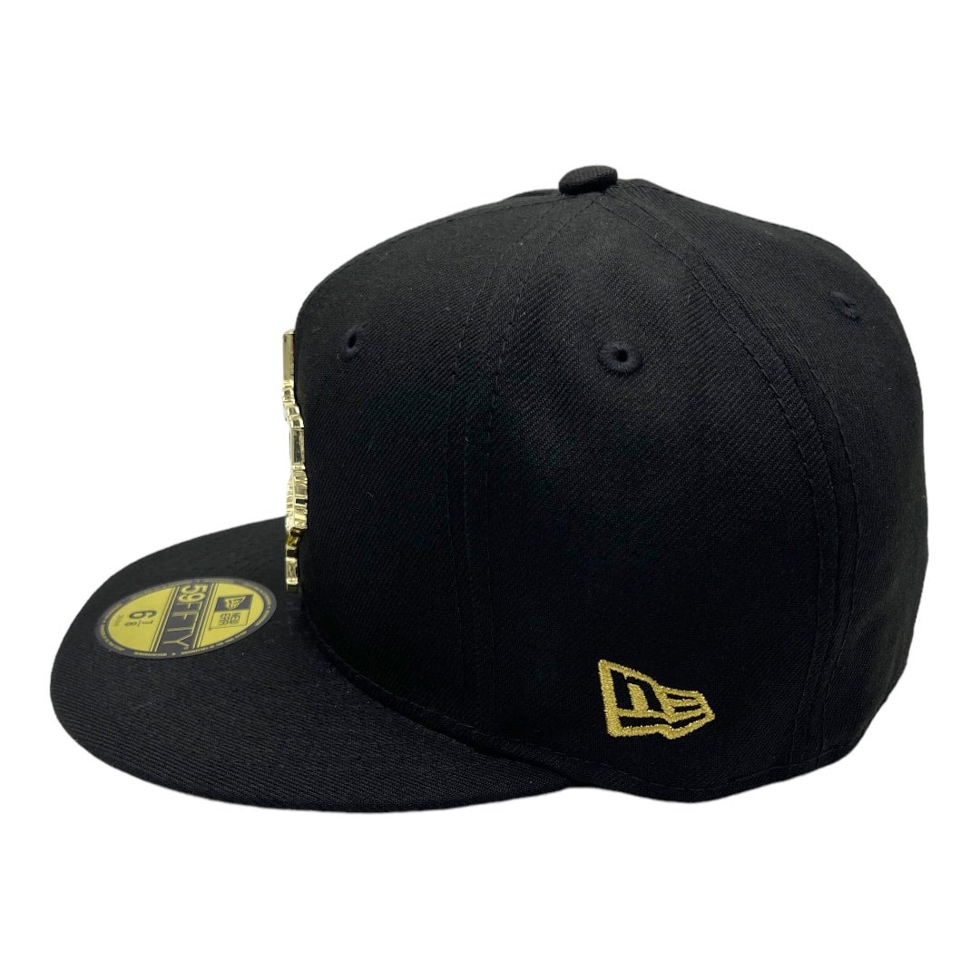 Dallas Cowboys New Era All Black With Metal State Gold Badge And Logo Inside 59FIFTY Fitted Hat My Hatstop