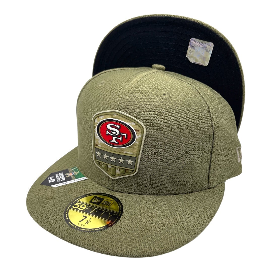 San Francisco 49ers New Era All Olive Green 2019 Salute to Service Sideline 59FIFTY Fitted Hat My Hatstop