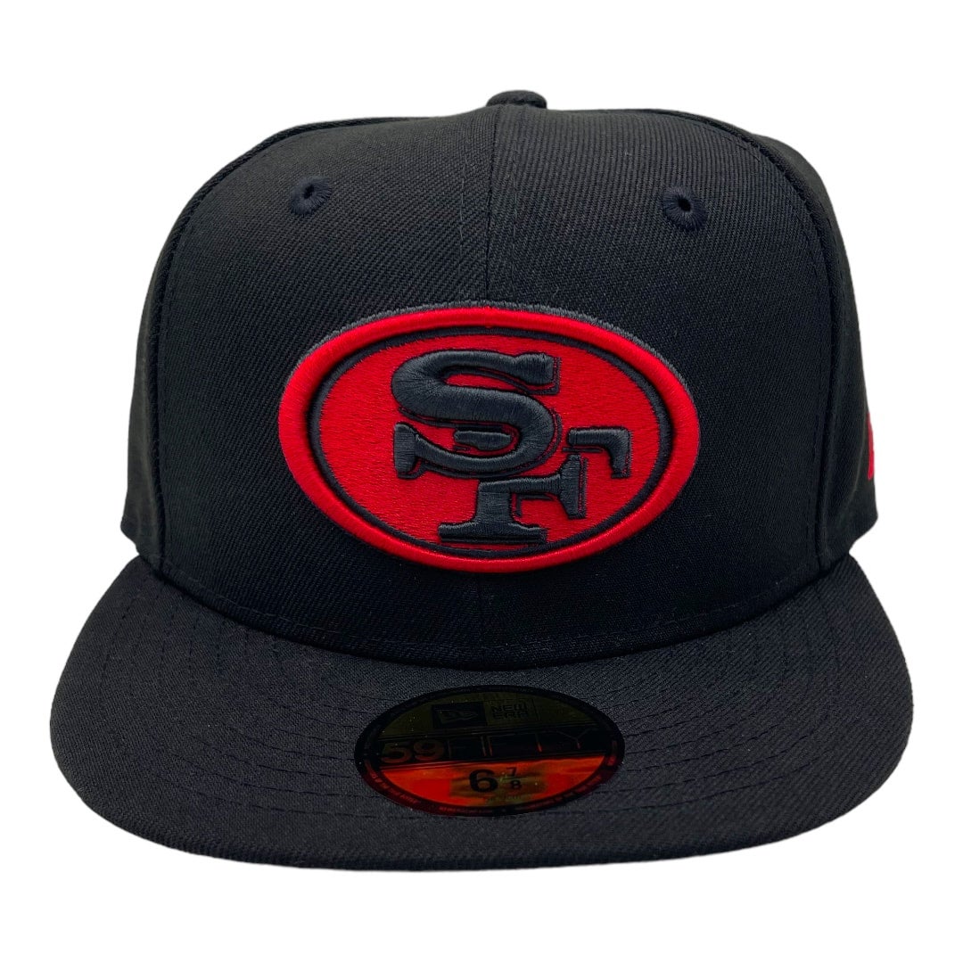 San Francisco 49ers New Era All Black With Red Black Team Logo 59FIFTY Fitted Hat My Hatstop