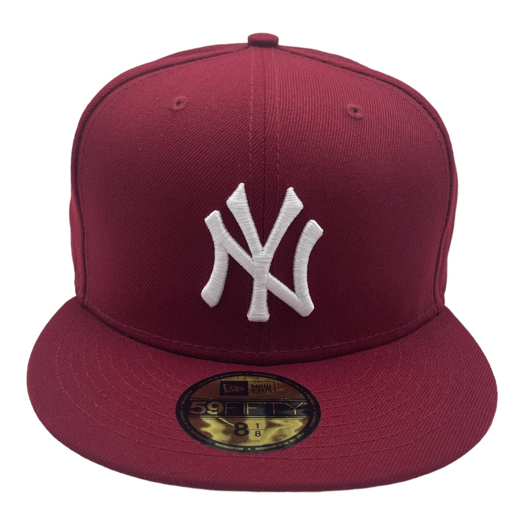 New York Yankees New Era White Logo 59FIFTY Fitted Hat - Maroon