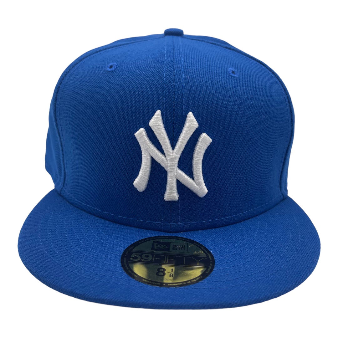 New Era New York Yankees Pin Stripe 59Fifty Men's Fitted Hat White-Blu