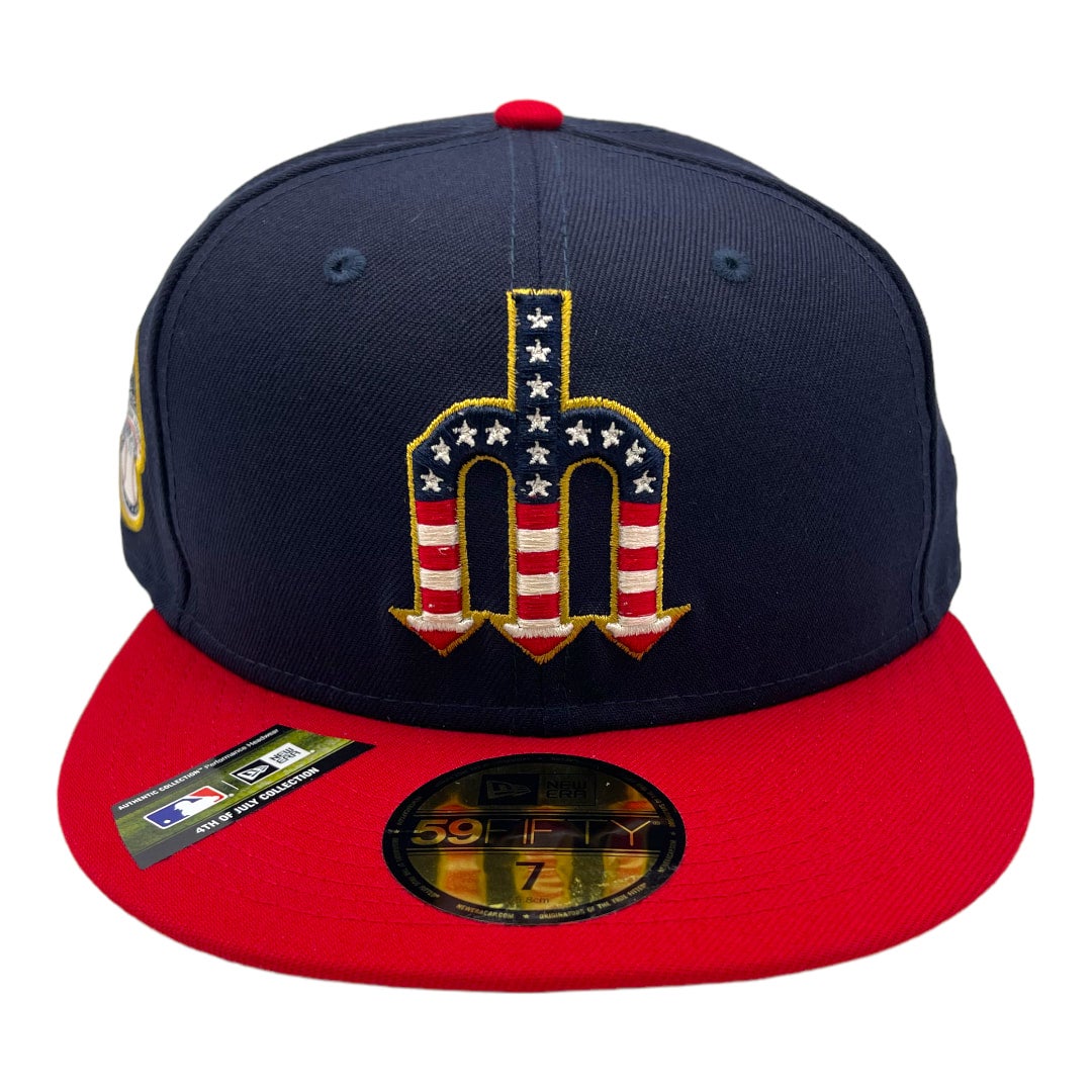 Seattle Mariners New Era Navy Red Bill 2019 4th Of July With Trident Cooperstown Logo 59FIFTY Fitted Hat My Hatstop