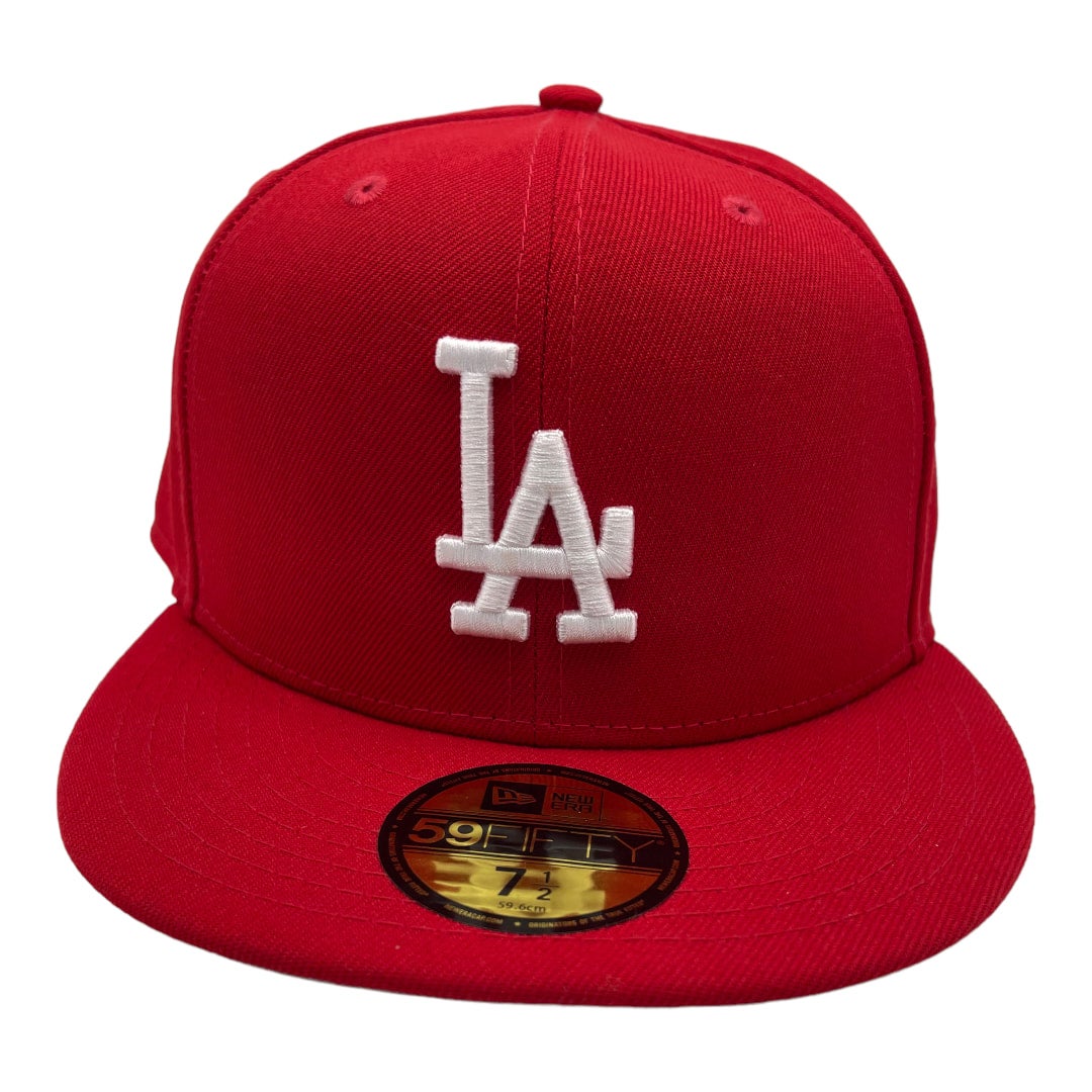 Men's New Era Red Los Angeles Dodgers Sidepatch 59FIFTY Fitted