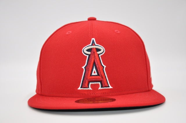 Los Angeles Angels New Era All Black With Red Letter A And 2002