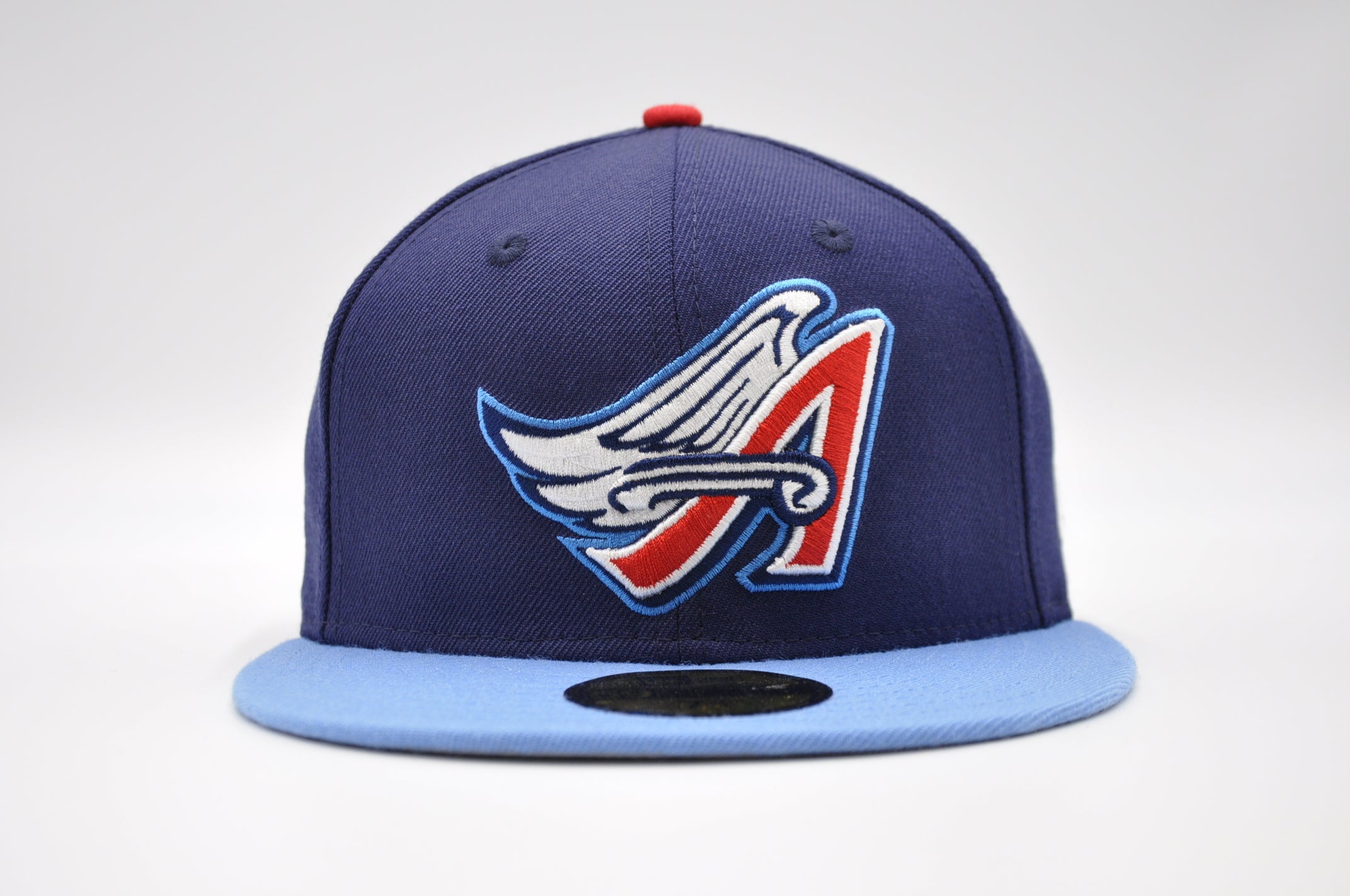 Navy Blue Los Angeles Angels Icy Blue Bottom 40th Season Side Patch New Era 59FIFTY Fitted 71/2