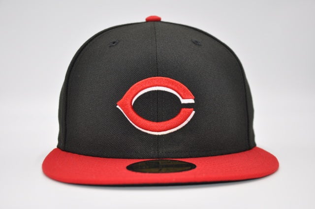 New Era 59FIFTY Cincinnati Reds Road Authentic Collection on Field Fitted Hat Red Black