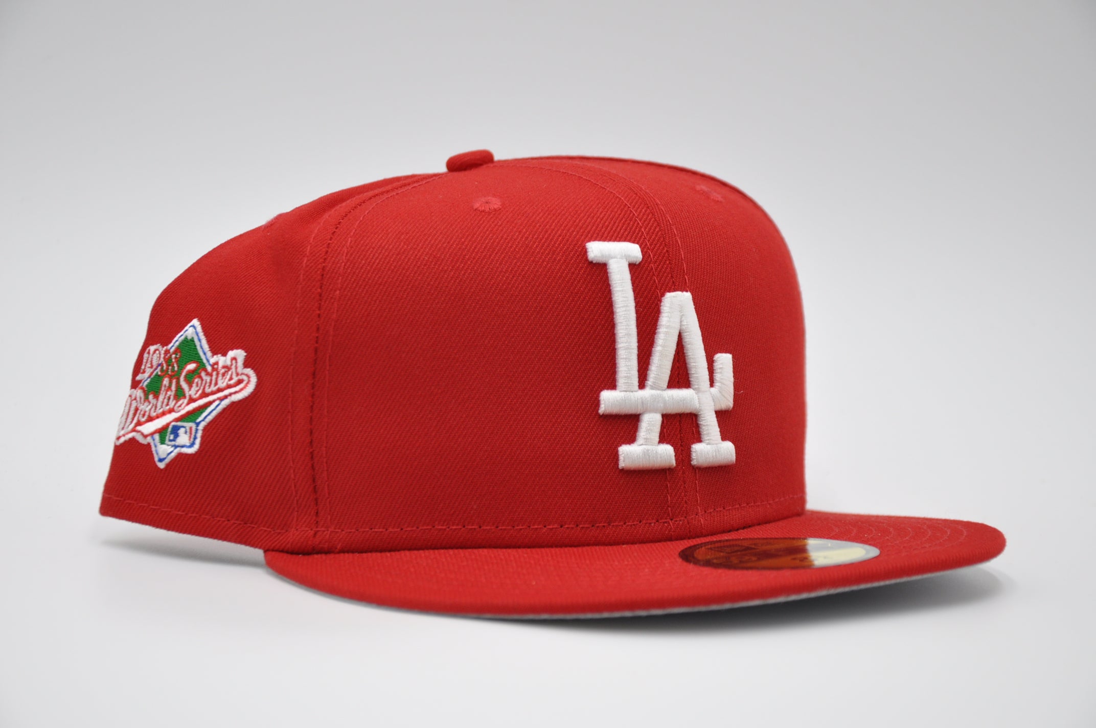 Los Angeles Dodgers New Era All Red With 1988 World Series Patch Logo On  Side 59FIFTY Fitted Hat