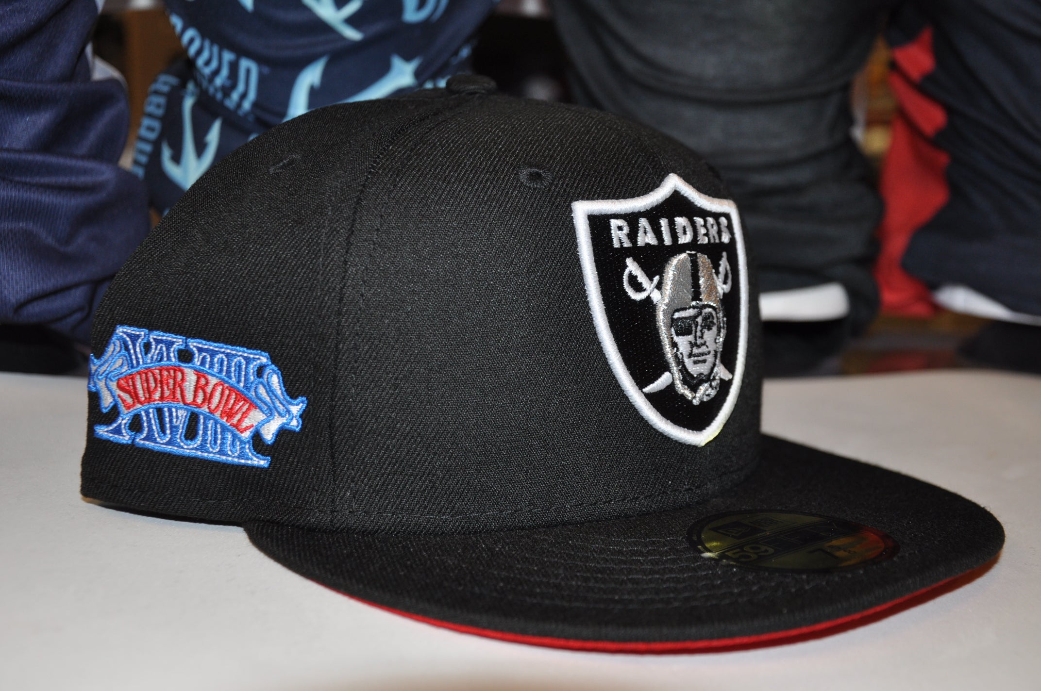 Light Brown Las Vegas Raiders Black Visor Gray Bottom 50th Anniversary Side Patch New Era 59FIFTY Fitted 73/8