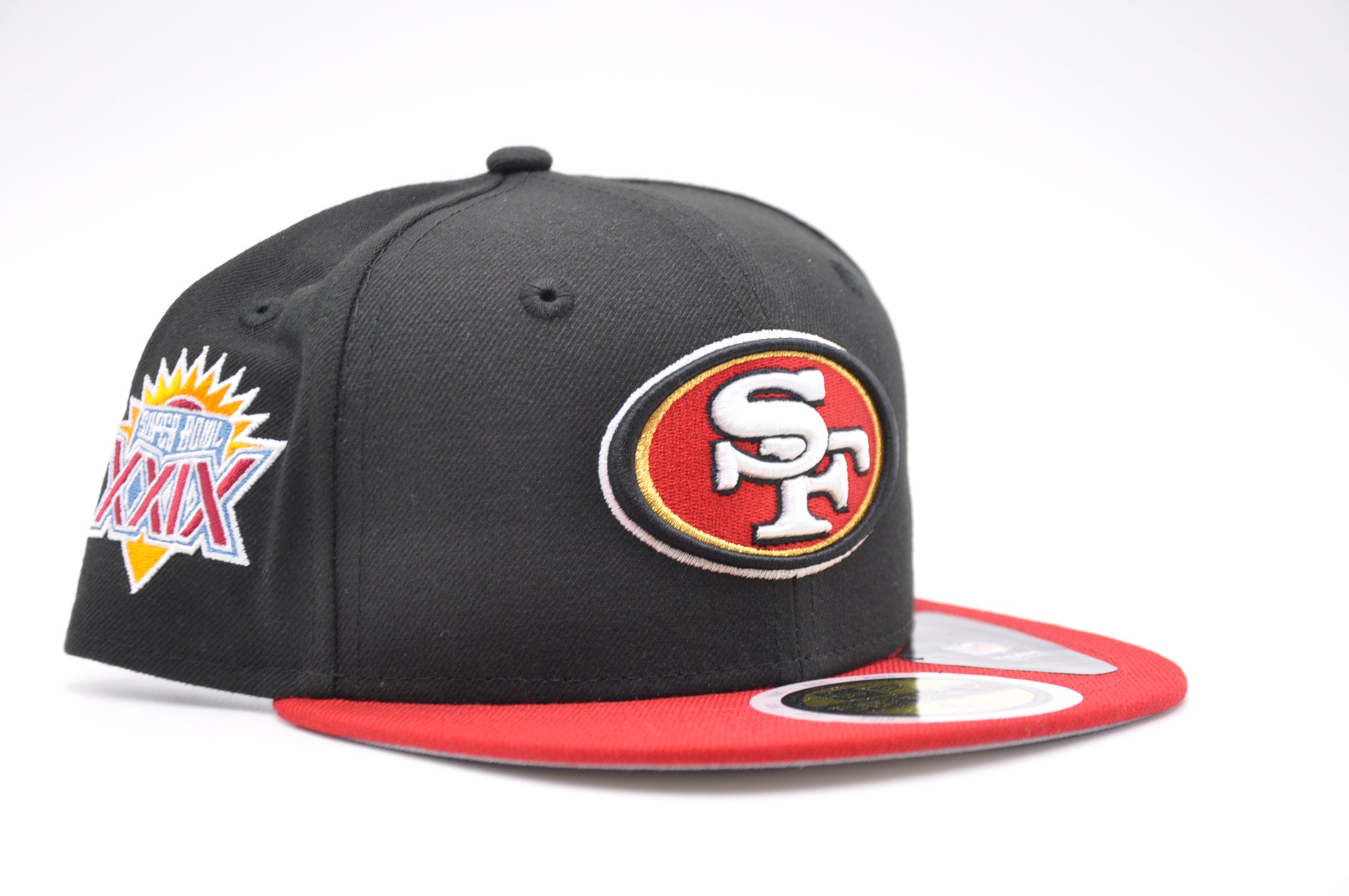 San Francisco 49ers New Era All Black/Red Under Visor With Super Bowl XXIX  Patch On Side 59FIFTY Fitted Hat