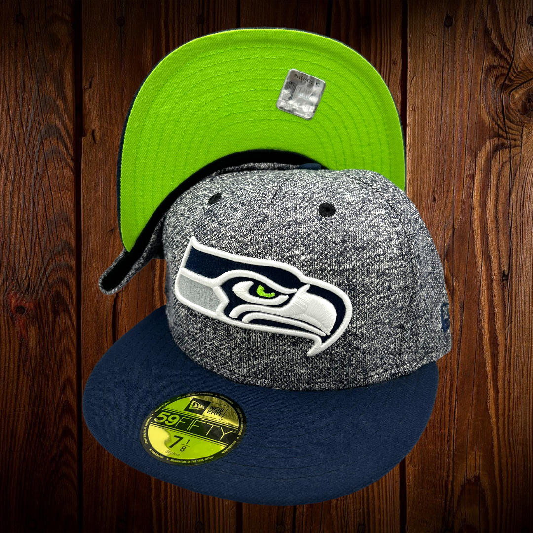 Seattle Seahawks New Era Gray/Navy Bill And Neon Green Bottom 59FIFTY  Fitted Hat