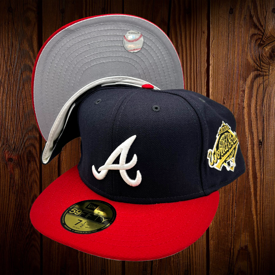 NEW ERA 1995 WS SIDE PATCH ATLANTA BRAVES FITTED HAT (NAVY/RED