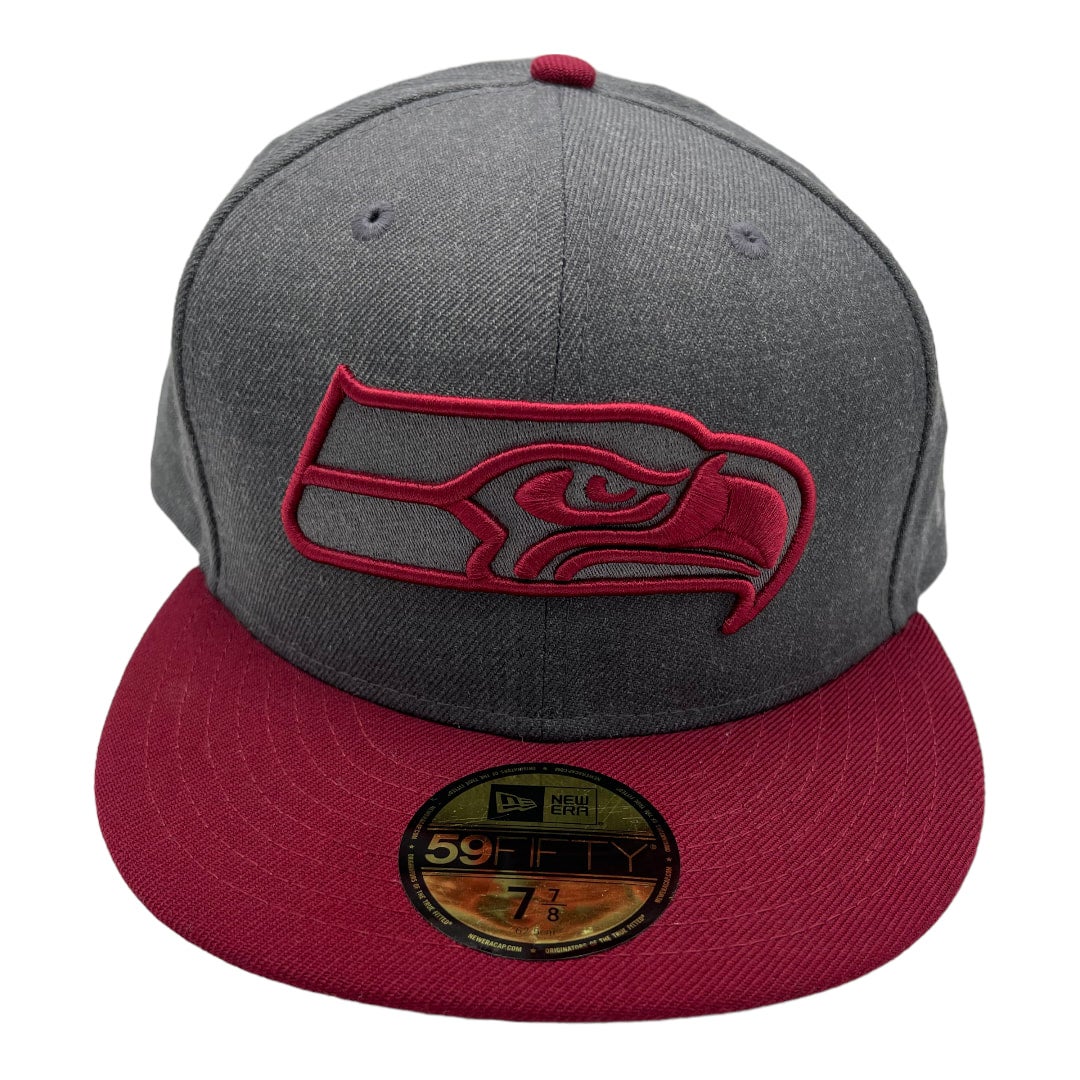 Seattle Seahawks New Era All Gray With Burgundy Bill 59FIFTY Fitted Hat