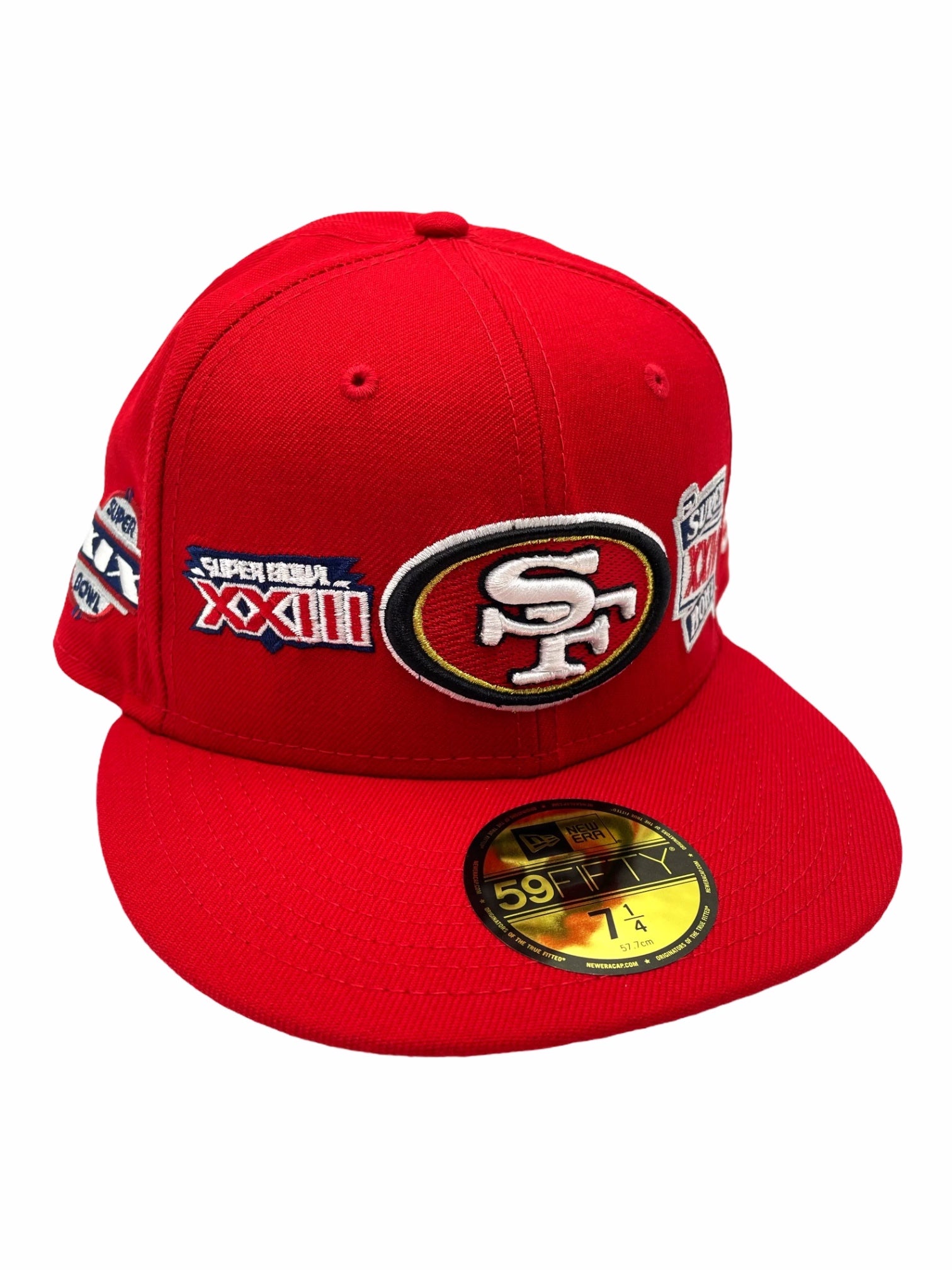 San Fransisco 49ers New Era Chrome White /Scarlet Bill And Gray Bottom With Pro  Bowl 1993 Patch On Side 59FIFTY Fitted Hat