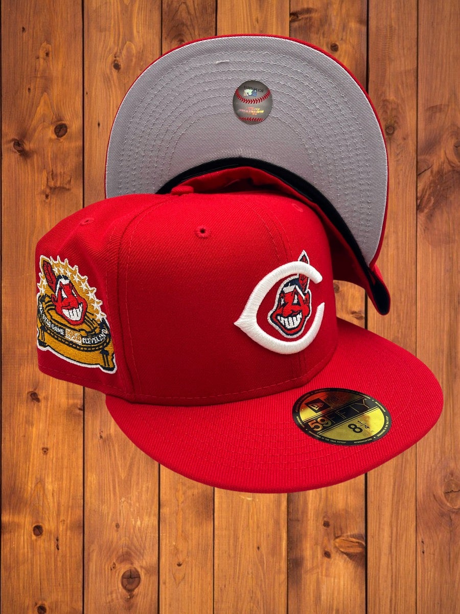 New Era 59Fifty Cleveland Indians Road Authentic Collection On