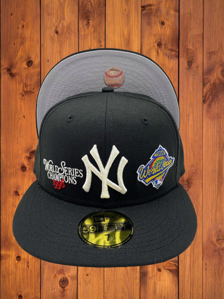 Black New York Yankees Gray Bottom 1996 World Series Side Patch New Era 59FIFTY Fitted 71/8