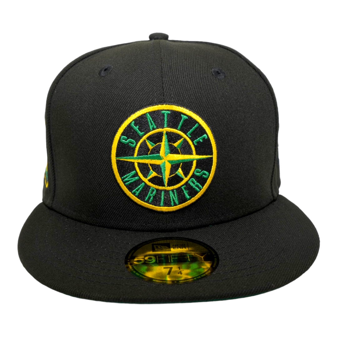 Seattle Mariners New Era All Black/Kelly Green Bottom With 40TH Anniversary  Patch On Side 59FIFTY Fitted Hat | My Hatstop