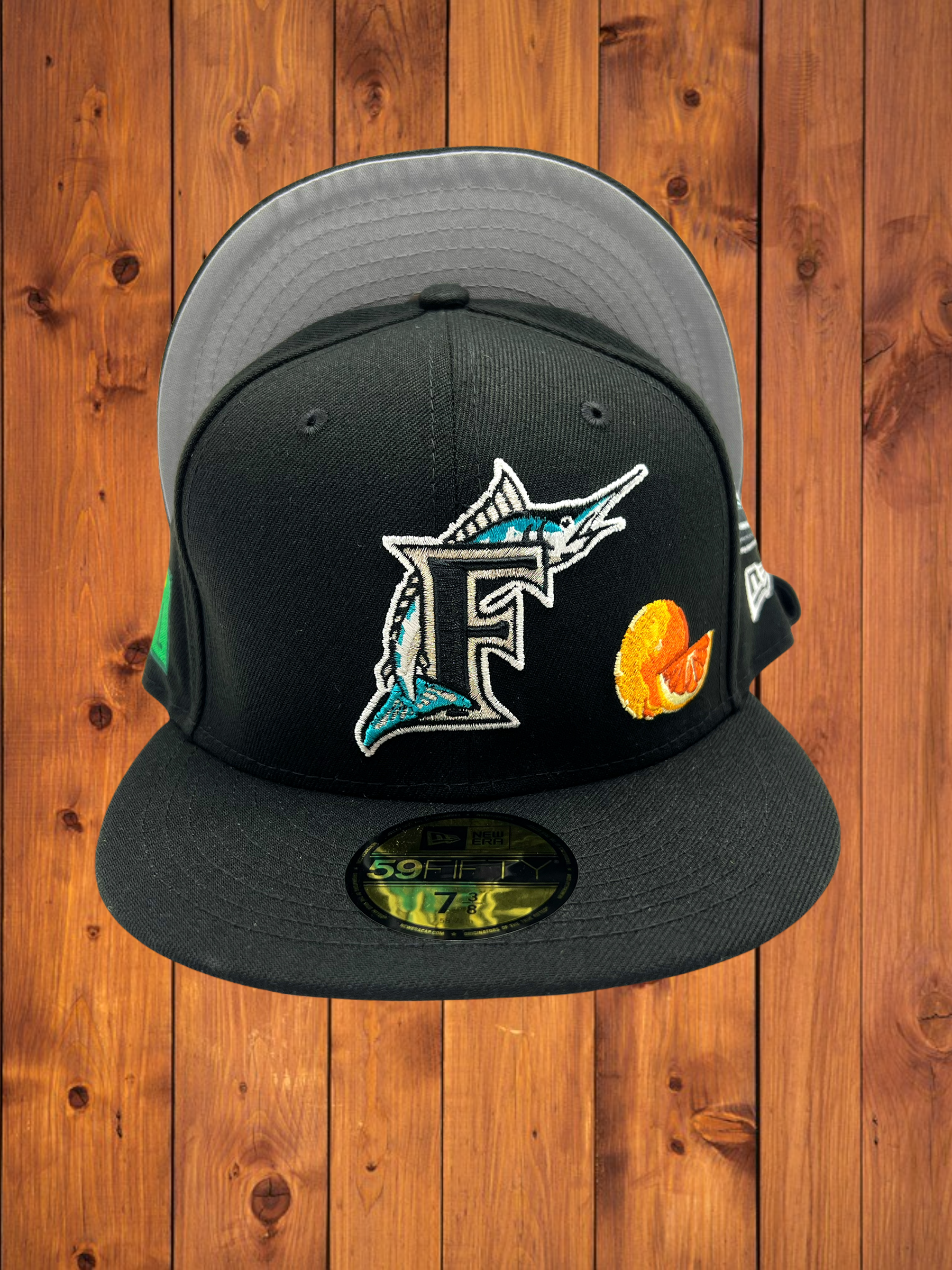 Florida Marlins New Era All Black/Gray Bottom With Florida Patches All Over  59FIFTY Fitted Hat