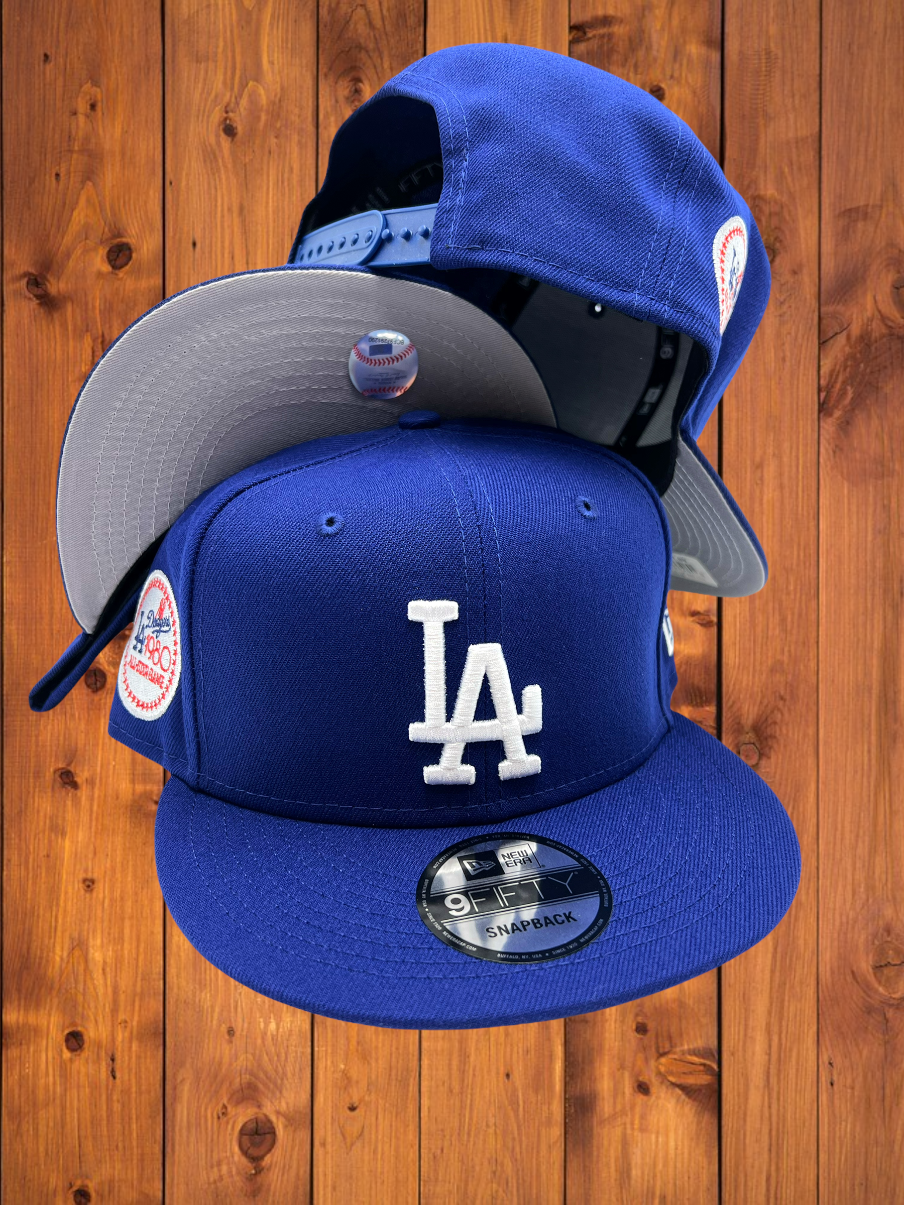 LA Los-Angeles Dodgers Hat Cap Strap-Back Black Blue Fire Pattern Flame RARE