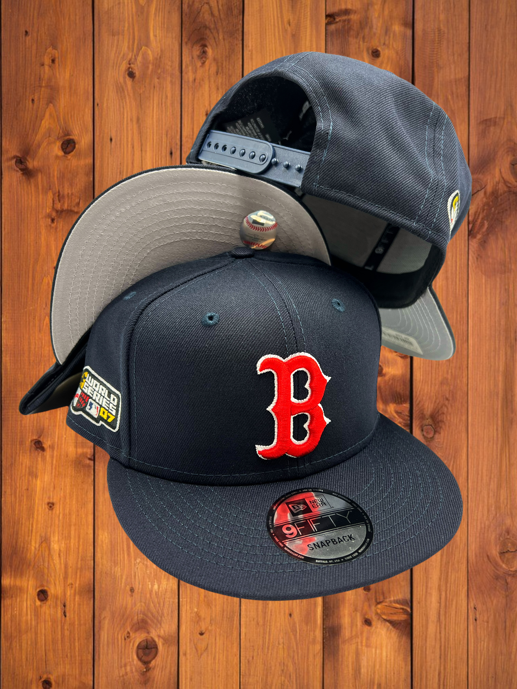 Boston Red Sox New Era Navy/Gray Bottom And 2007 World Series Patch On Side  9FIFTY Adjustable Snapback Hat