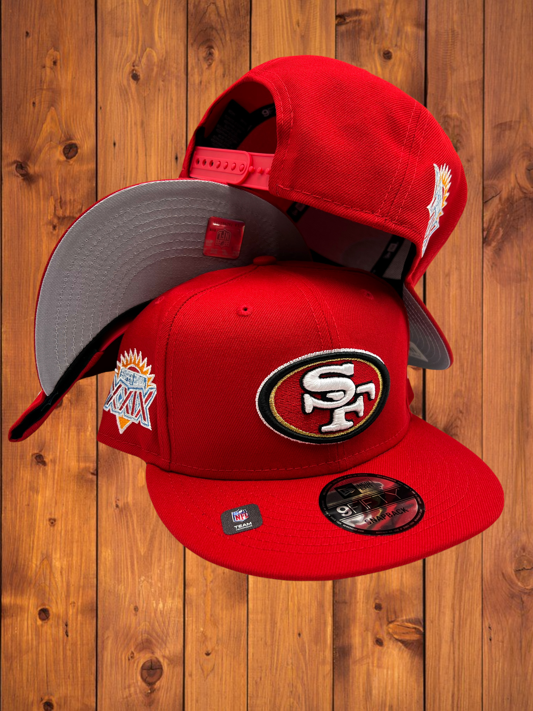 San Fransisco 49ers New Era Chrome White /Scarlet Bill And Gray Bottom With Pro  Bowl 1993 Patch On Side 59FIFTY Fitted Hat