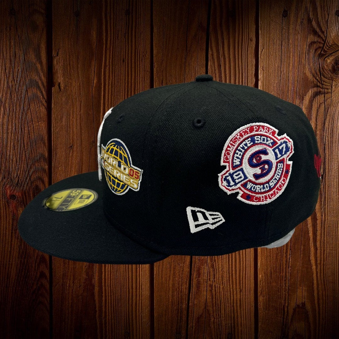 Chicago White Sox All Over World Series Patch  White Sox Gray Bottom Multi World  Series Patch Cap 