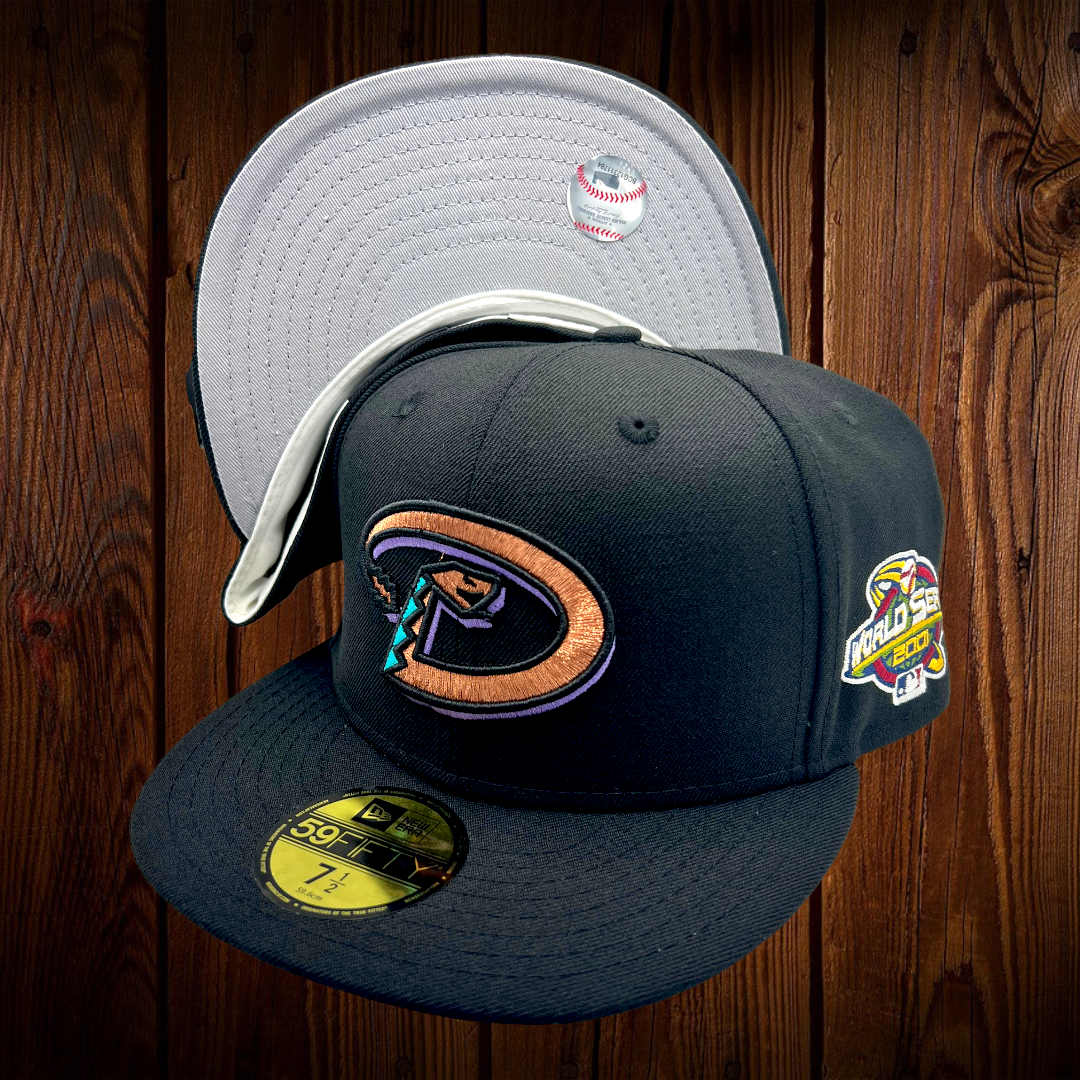 Arizona Diamondbacks New Era All Black Cooperstown And 2001 World Series  Patch On Side 59FIFTY Fitted Hat