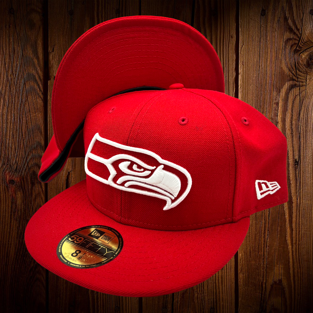 Seattle Seahawks New Era All Red With White Logo 59FIFTY Fitted Hat