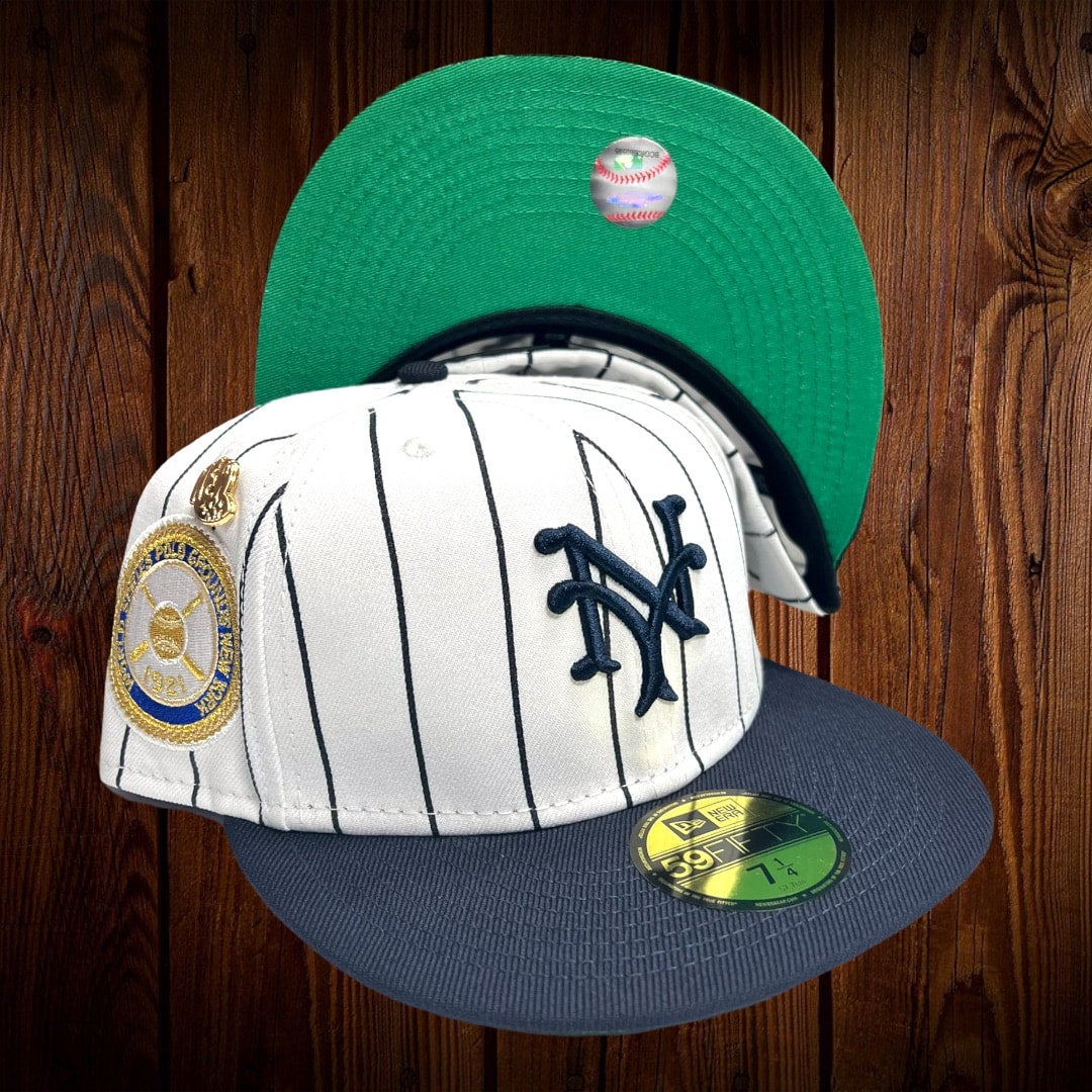 New York Yankees New Era Pinstripe/Green Botton And 1921 World Series Patch  On Side 59FIFTY Fitted Hat