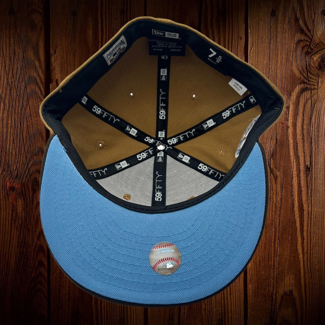 Oakland Athletics New Era Wheat/Brown Bill And Sky Blue Bottom With 40TH  Anniversary Patch On Side 59FIFTY Fitted Hat